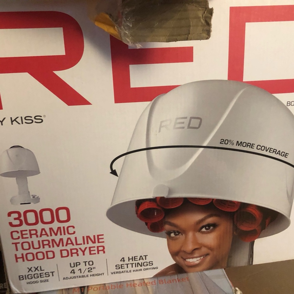 Red Professional Hood Hair Dryer with White Hood